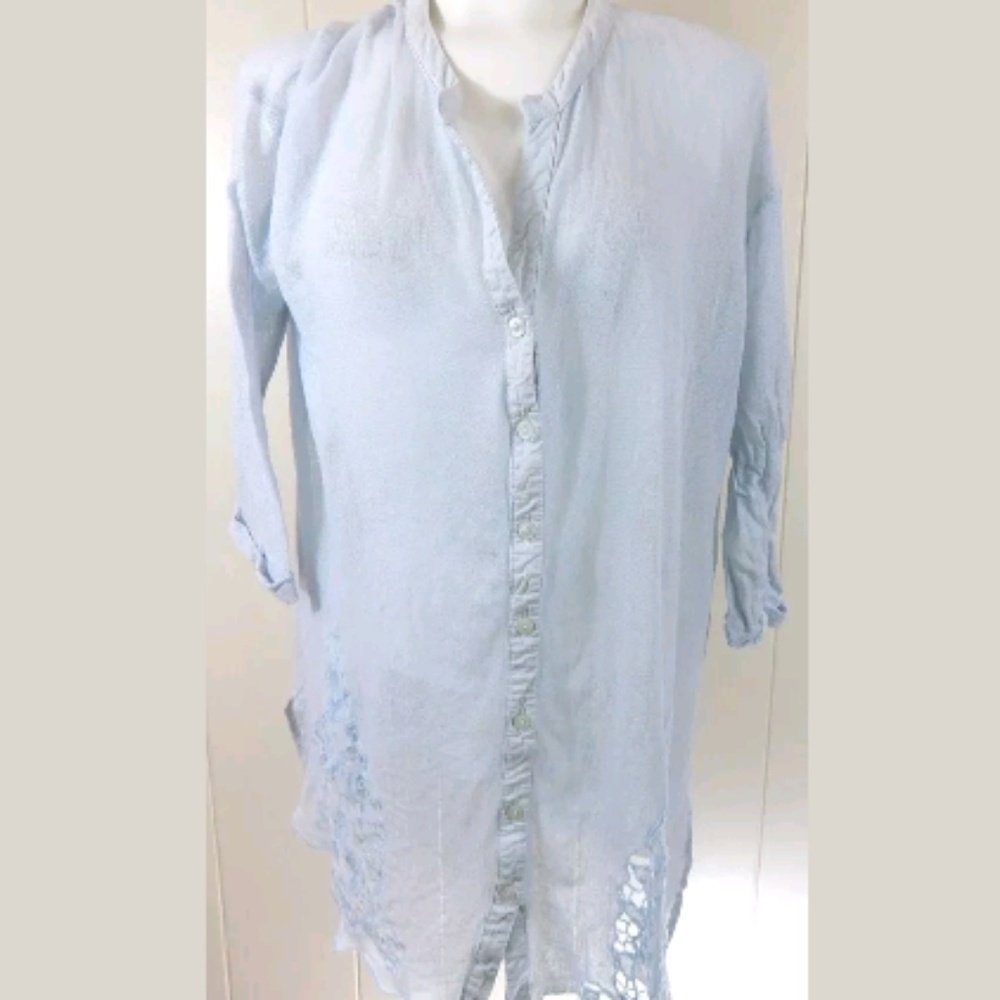 Meadow Rue Anthro Cutwork Mesh Buttondown